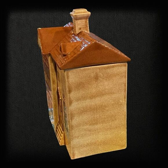 VTG VICTORIAN HOUSE COOKIE JAR 2 STORY SAN FRANCISCO STYLE CERAMIC BROWN 9” - Picture 6 of 8